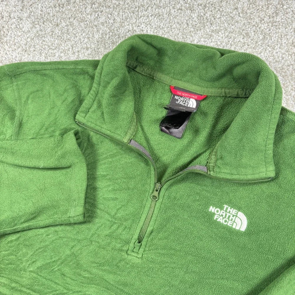 The North Face Fleece Pullover Mens Medium Green TKA 100 Quarter Zip Jacket